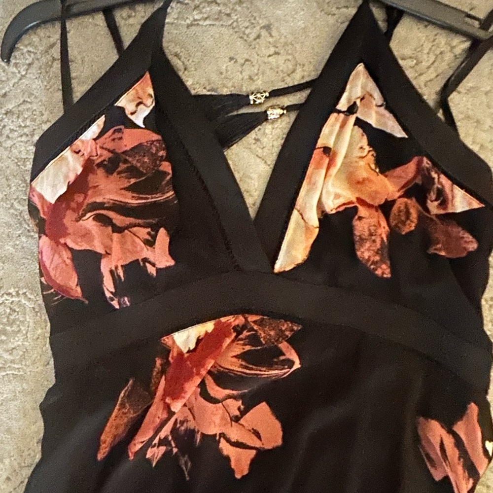 White House Black Market Black and Orange Dress